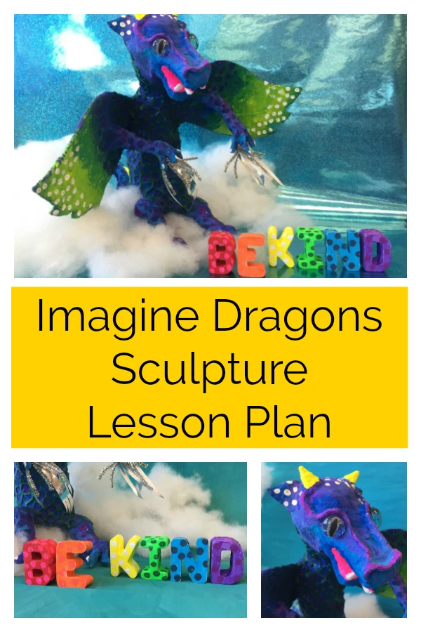 Click here to get this free dragon sculpture lesson plan. It is a great sculpture lesson for older elementary students and middle school students, and uses Rigid Wrap plaster cloth for a quick alternative to paper mache. #lessonplan #artlessonplan #sculpture #papermache